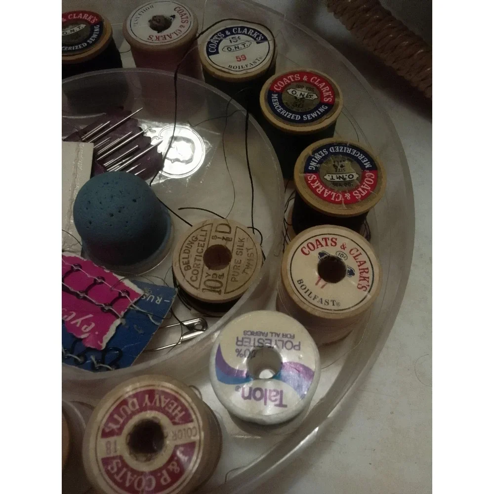 Vintage Dritz Wicker‎ Sewing Basket With Yellow Floral Fabric Interior And...